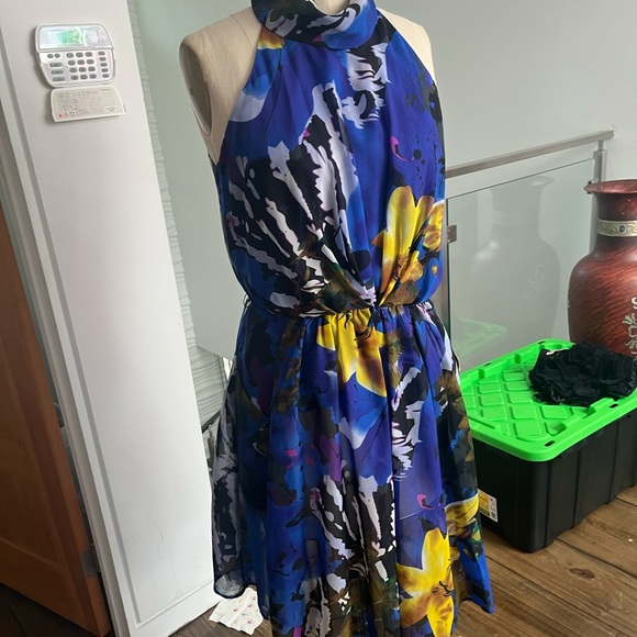 miss sixty floral blue dress size 8 - Picture 1 of 5